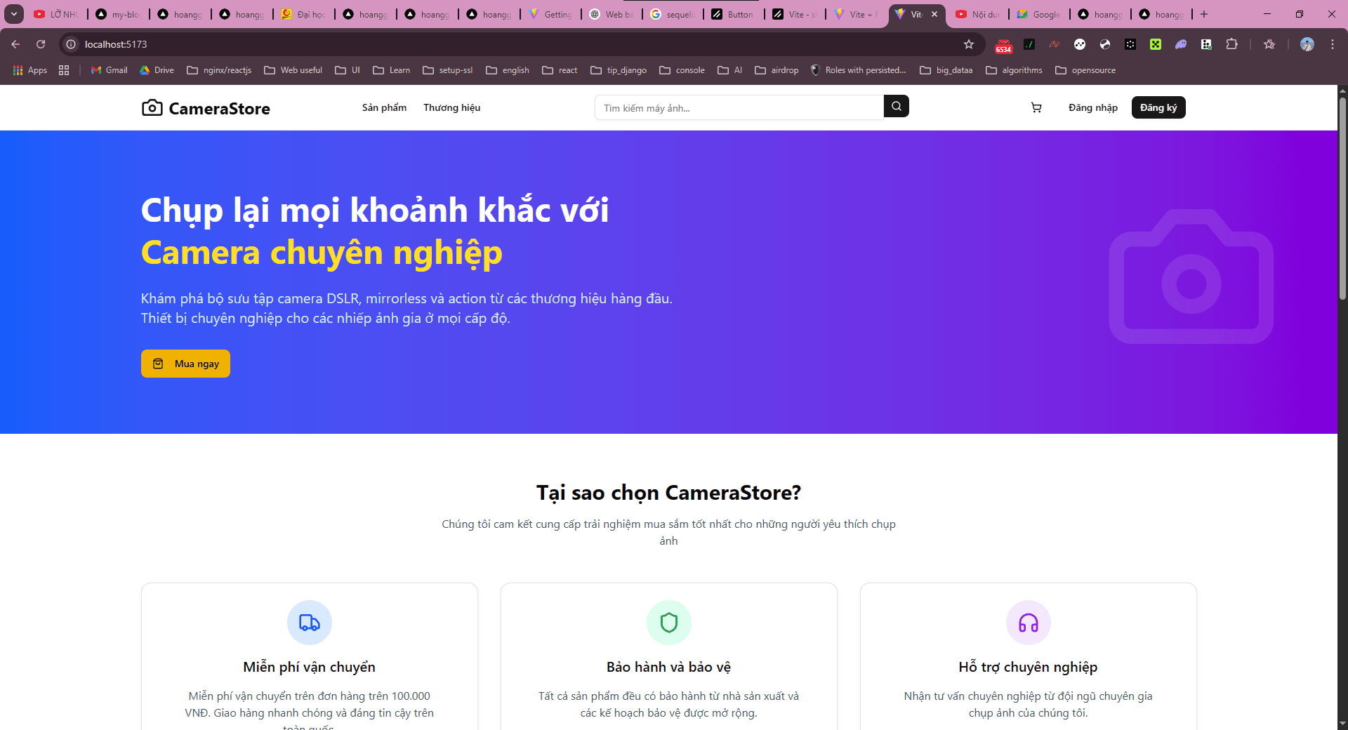 Cửa hàng máy ảnh nodejs - reactjs